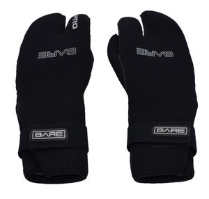 BARE K-Palm Scuba Dive Mitt - 3-Finger Black Gauntlet - Unisex XL Extra Large